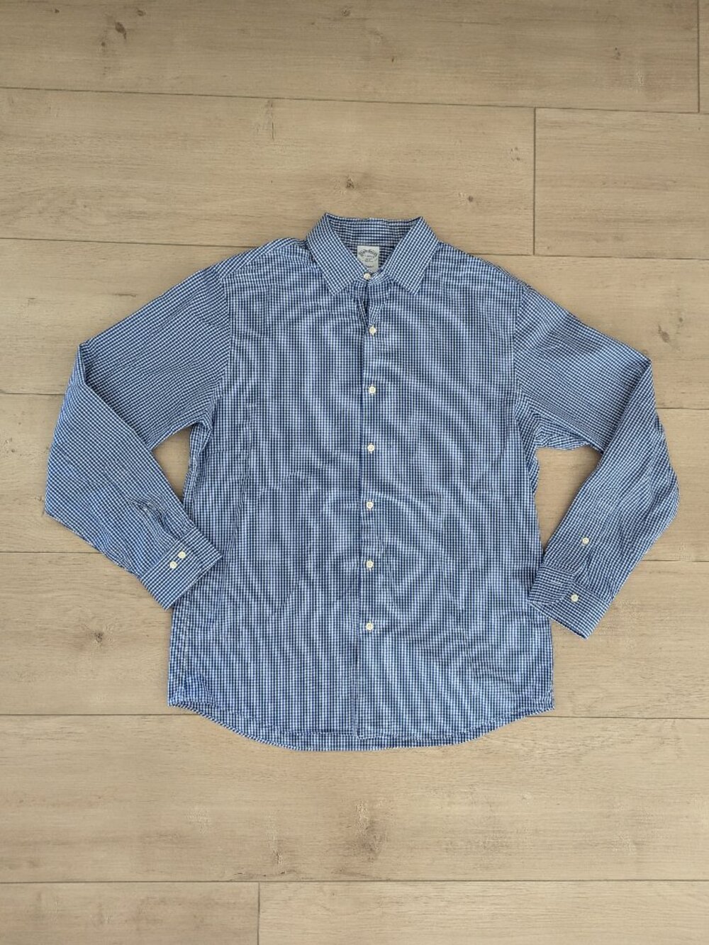 Brooks Brothers 1818 Regular Fit Dress Shirt Non-Iron Striped Blue 15.5 34/35.